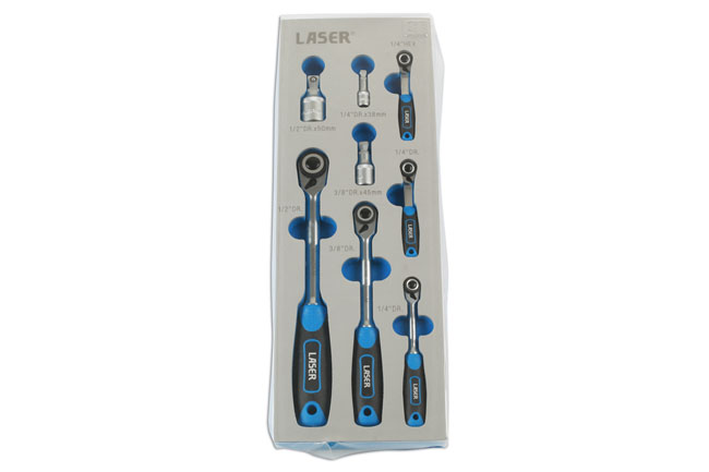 Laser Tools 7548 Micro Head Ratchet Set 1/4"D, 3/8"D, 1/2"D 8pc