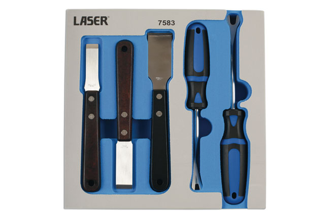 Laser Tools 7583 Clip Remover & Tungsten Tipped Scraper Set 5pc