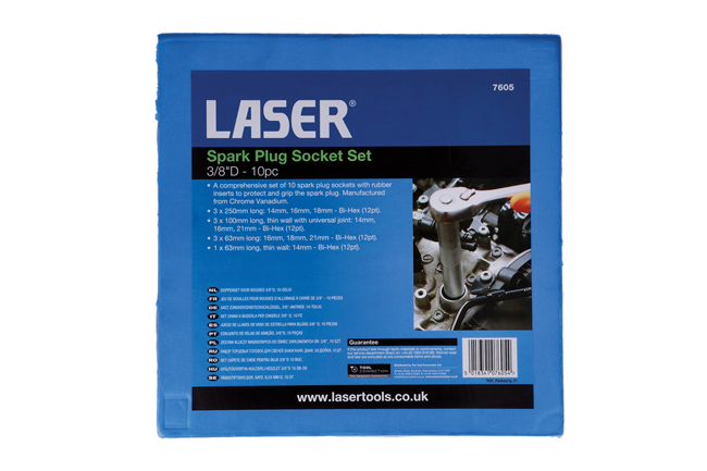 Laser Tools 7605 Spark Plug Socket Set 3/8"D 10pc