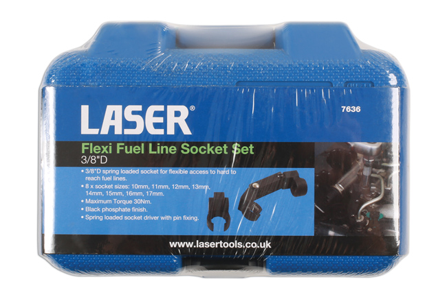 Laser Tools 7636 Flexi Fuel Line Socket Set 3/8"D