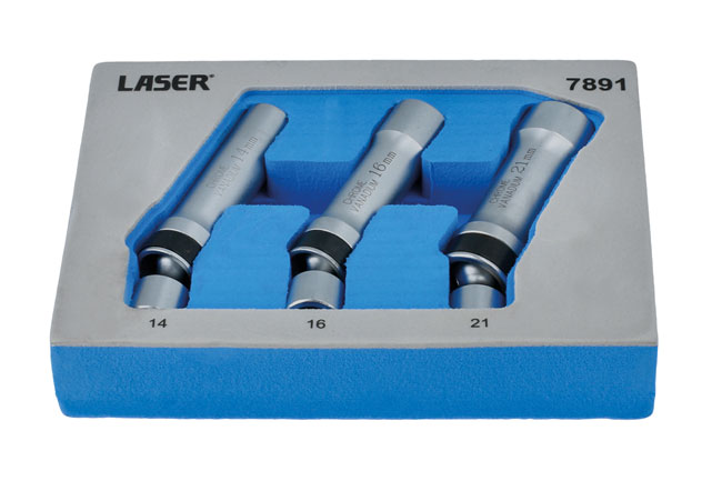 Laser Tools 7891 Universal Joint Spark Plug Socket Set 3/8"D 3pc