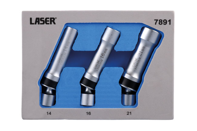 Laser Tools 7891 Universal Joint Spark Plug Socket Set 3/8"D 3pc