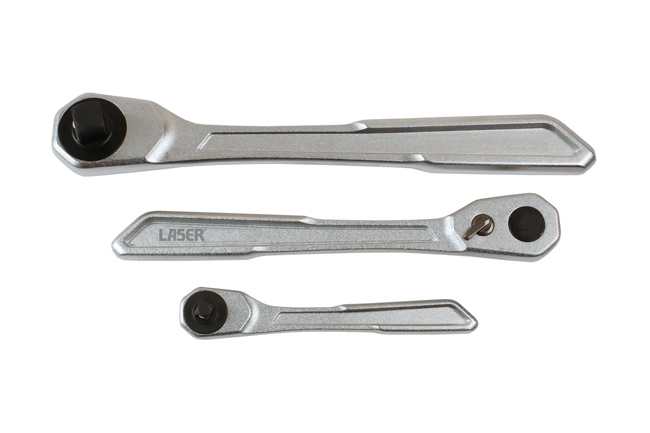 Laser Tools 7937 Slim Handle Ratchet Set 1/4"D, 3/8"D, 1/2"D 3pc