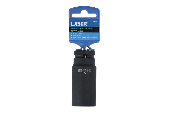 Laser Tools 8105 Deep Impact Socket 1/2"D 24mm Bi-Hex - for VW Group