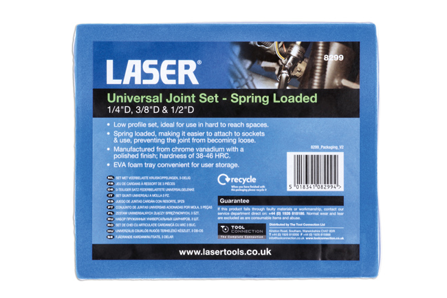 Laser Tools 8299 Universal Joint Set Spring Loaded 3pc