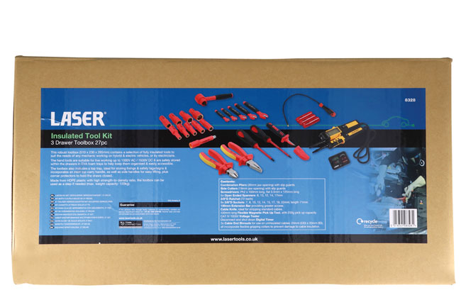 Laser Tools 8328 Insulated Tool Kit - 3 Drawer Toolbox 27pc