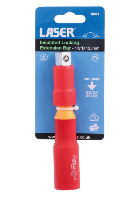 Laser Tools 8391 Insulated Locking Extension Bar 1/2"D 125mm