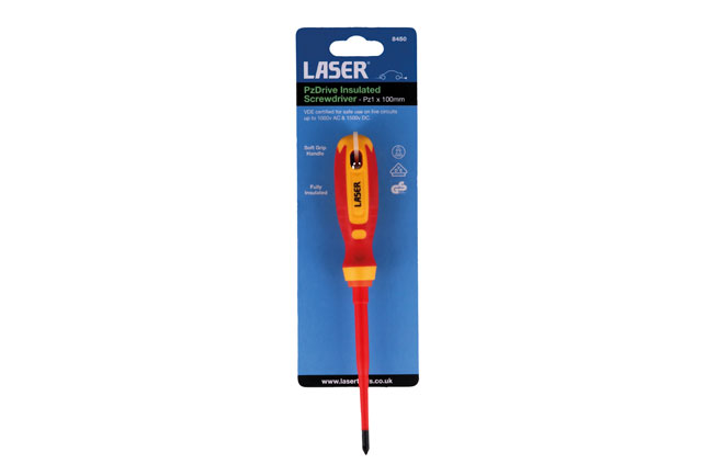 Laser Tools 8450 PzDrive Insulated Screwdriver Pz1 x 100mm