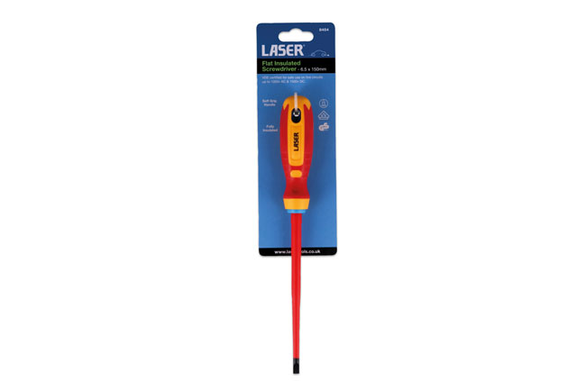 Laser Tools 8454 Flat Insulated Screwdriver 6.5 x 150mm