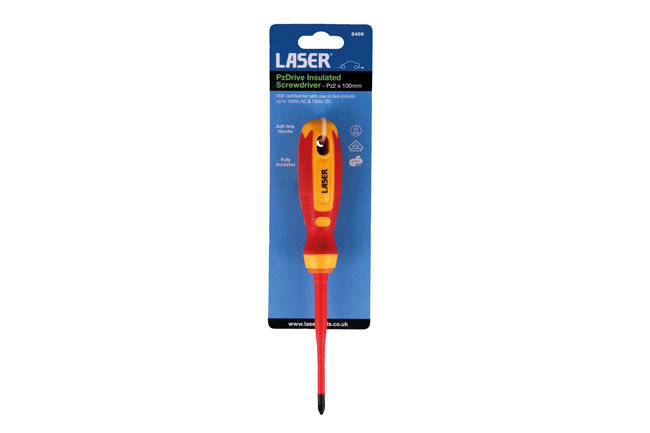 Laser Tools 8466 PzDrive Insulated Screwdriver Pz2 x 100mm