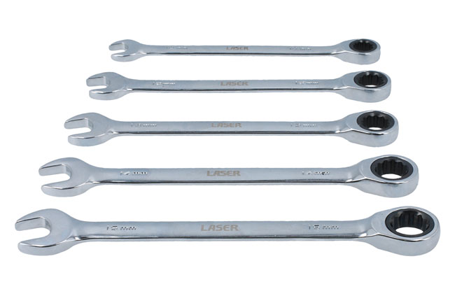 Laser Tools 8510 Ratchet Ring Combination Spanner Set 5pc