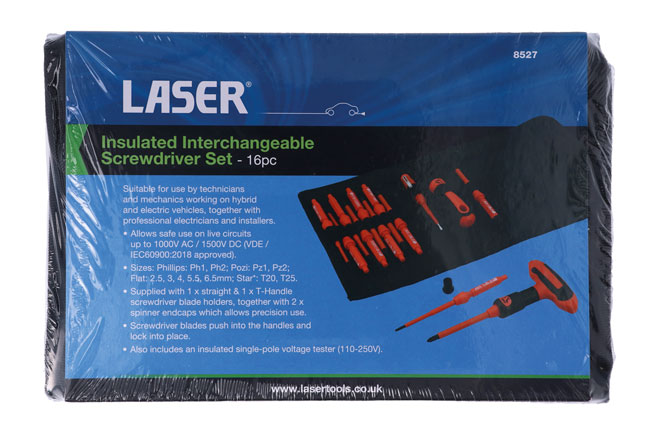 Laser Tools 8527 Insulated Interchangeable Screwdriver Set 16pc