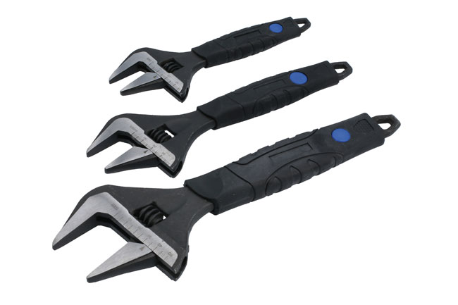 Laser Tools 8676 Wide Mouth Adjustable Wrench Set 3pc