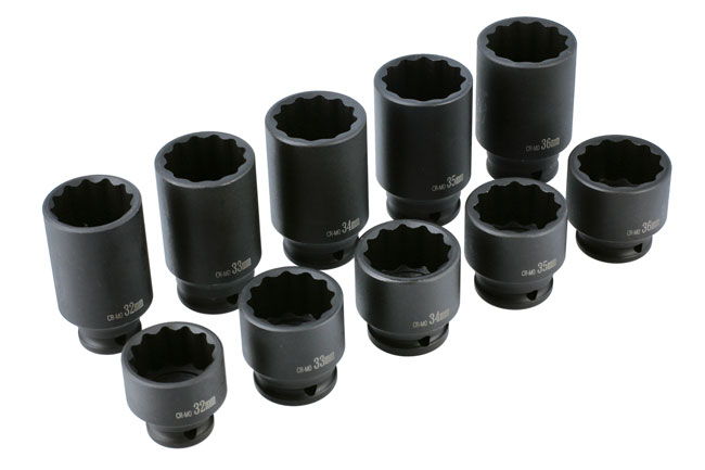 Laser Tools 8700 Impact Hub Nut Socket Set 1/2"D 10pc