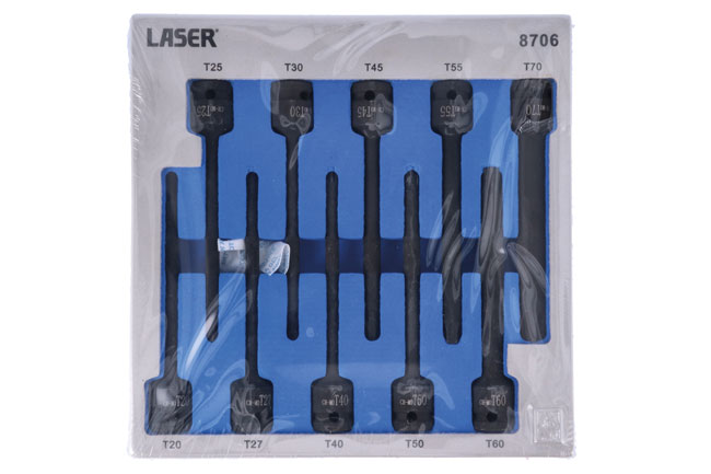 Laser Tools 8706 Extra Long Impact Star Bit Set 1/2"D 10pc