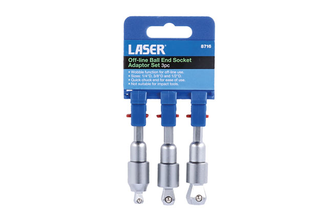 Laser Tools 8716 Off-line Ball End Socket Adaptor Set 3pc