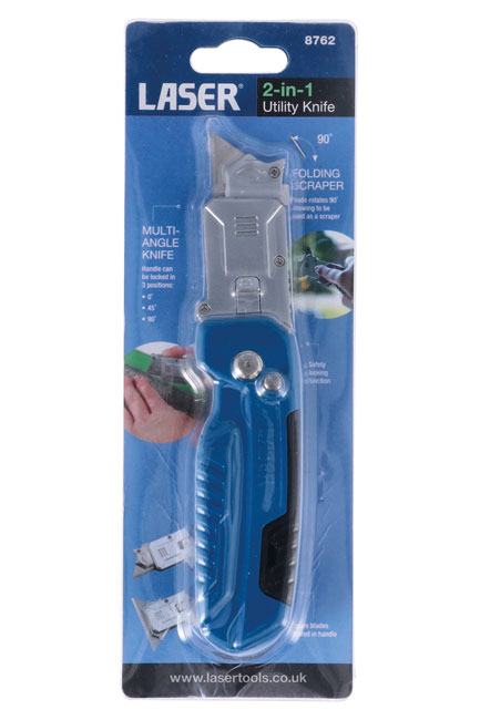 Laser Tools 8762 2-in-1 Folding Scraper & Utility Knife