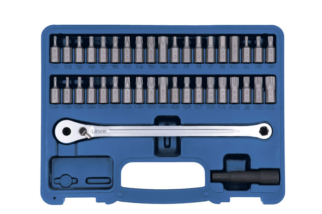 Laser Tools 8770 Low Profile Ratchet & Bit Set 40pc