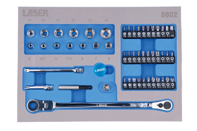 Laser Tools 8802 Low Profile Bit & Socket Set 52pc