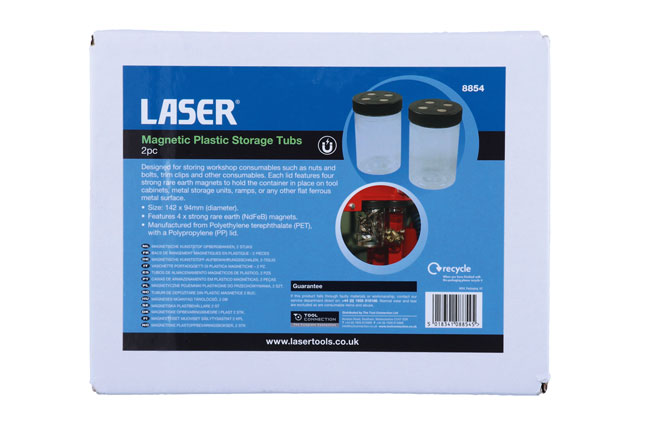 Laser Tools 8854 Magnetic Plastic Storage Tubs 2pc