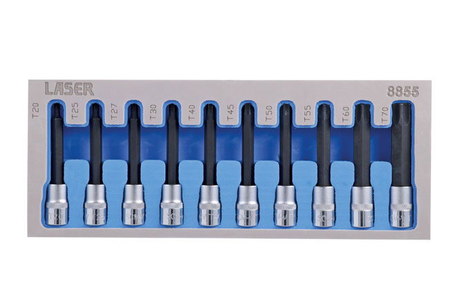 Laser Tools 8855 Long Star Bit Socket Set 3/8"D 10pc