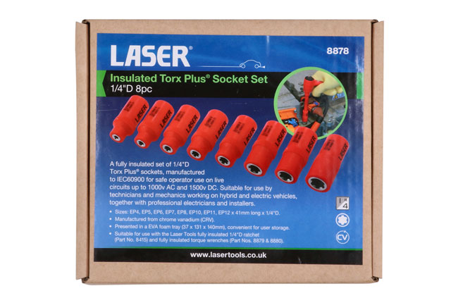 Laser Tools 8878 Insulated Torx Plus® Socket Set 1/4"D 8pc