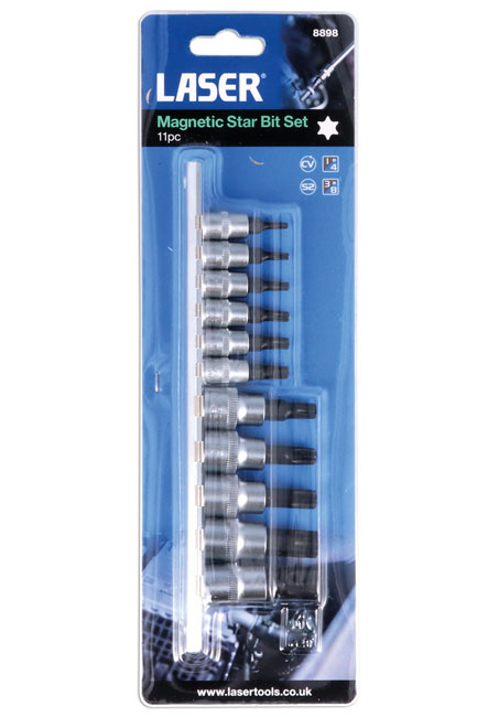 Laser Tools 8898 Magnetic Star Bit Set 11pc