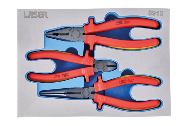 Laser Tools 8916 Insulated Plier Set 3pc