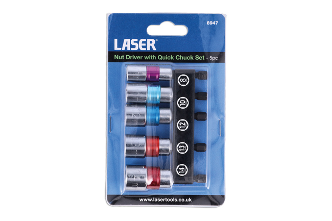 Laser Tools 8947 Nut Driver with Quick Chuck Set 5pc