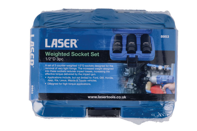 Laser Tools 8953 Weighted Socket Set 1/2"D 3pc