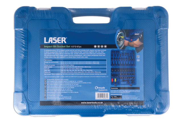 Laser Tools 8987 Impact Bit Socket Set 1/2"D 67pc