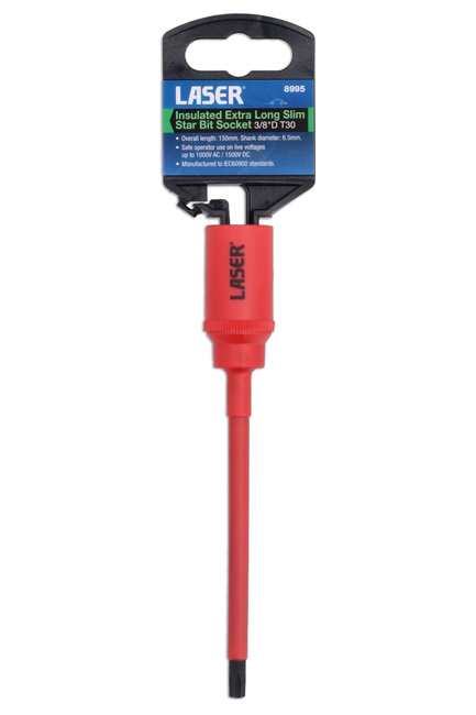 Laser Tools 8995 Insulated Extra Long Slim Series Star Bit Socket 3/8"D T30