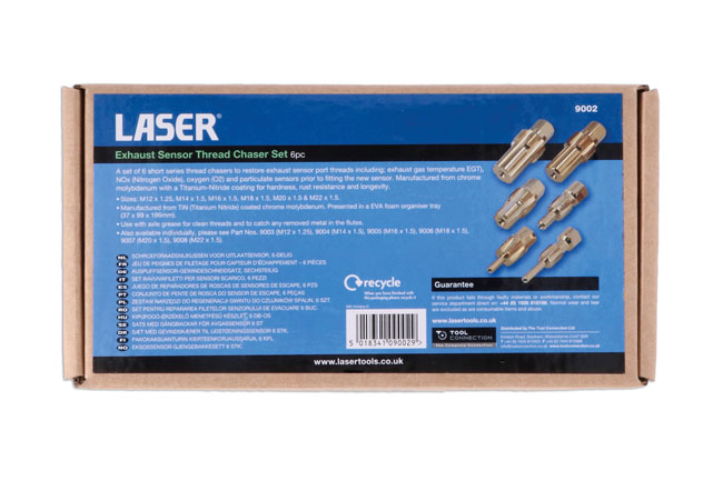 Laser Tools 9002 Exhaust Sensor Thread Chaser Set 6pc