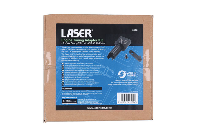 Laser Tools 9102 Engine Timing Adaptor Kit - for VW Group TSi 1.4L ACT (CoD) Petrol