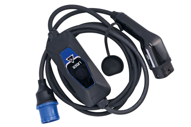 Laser Tools 9108 EV Charging Cable - 32A Single Phase T2 Female-CEE Plug (3 pin) W/Charger IP68