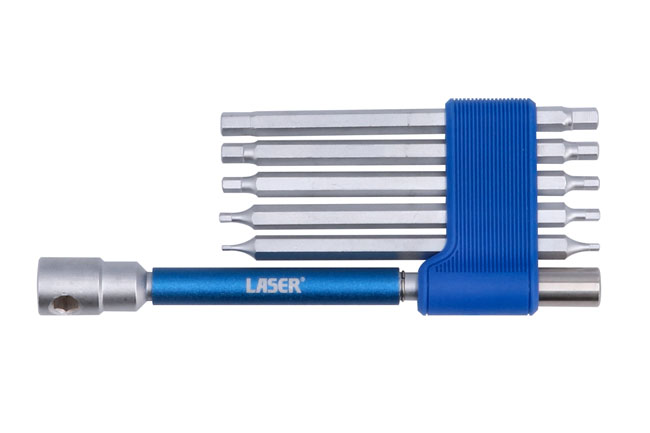 Laser Tools 9114 Interchangeable 3-Way T-Handle Spinner & Hex Bit Set - 6pc