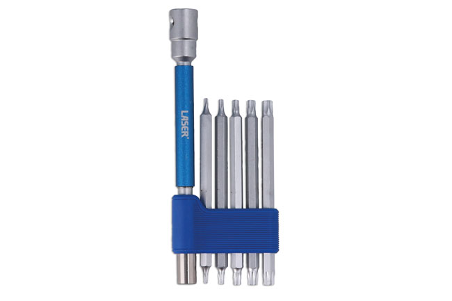 Laser Tools 9115 Interchangeable 3 Way T-Handle Spinner & Star Bit Set - 6pc