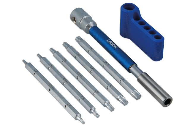 Laser Tools 9115 Interchangeable 3-Way T-Handle Spinner & Star Bit Set - 6pc