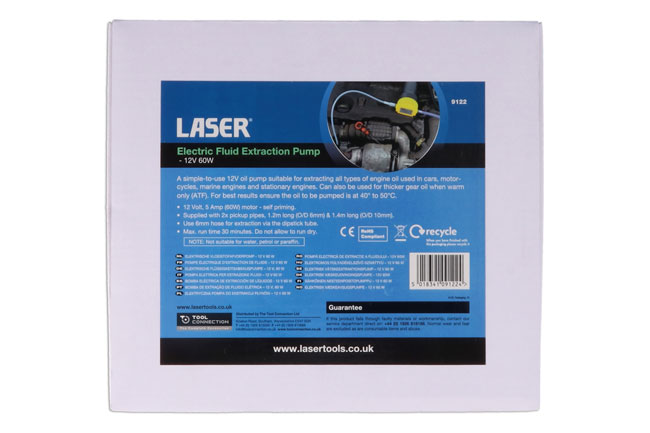 Laser Tools 9122 Electric Fluid Extraction Pump 12V 60W