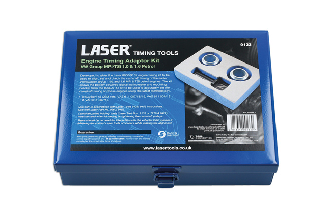 Laser Tools 9133 Engine Timing Adaptor Kit - for VW Group MPi/TSi 1.0 & 1.6 Petrol