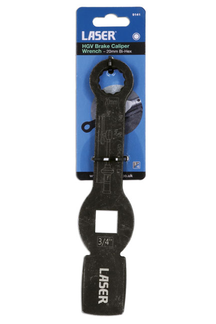 Laser Tools 9141 HGV Brake Caliper Wrench - 20mm Bi-Hex