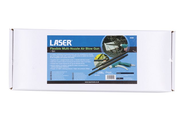 Laser Tools 9150 Flexible Multi-Nozzle Air Blow Gun 3pc