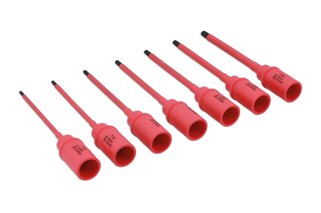 Laser Tools 9184 Insulated Extra Long Slim Star Bit Socket 3/8"D T10 to T40 - 7pc